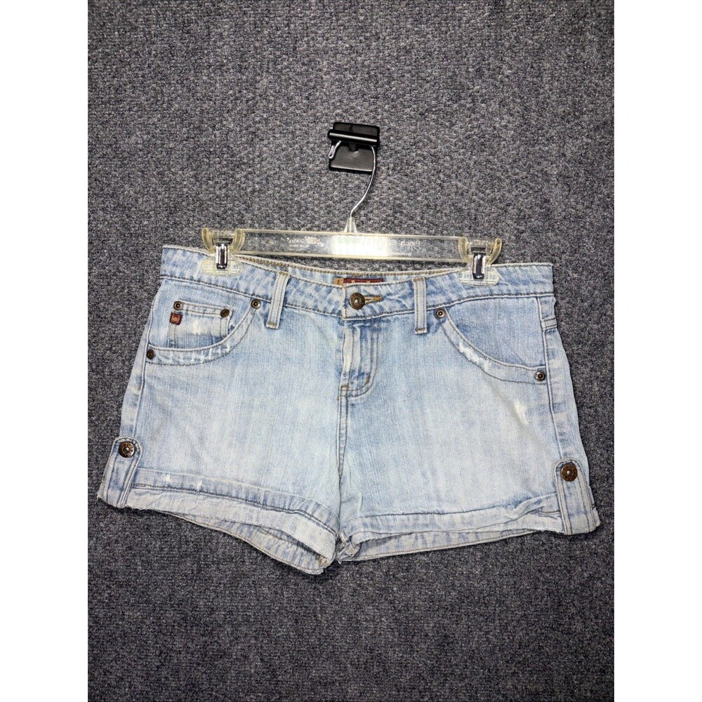 Y2K Shorts Mid/Low Rise sz5 L.e.i Light Wash Distressed Cuffed Jean Short Summer